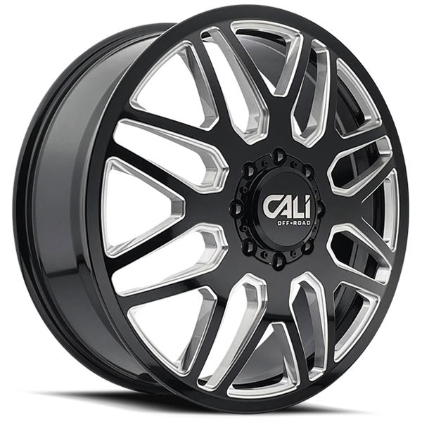 Cali Offroad Invader Dually 9115D Gloss Black with Milled Spokes Front