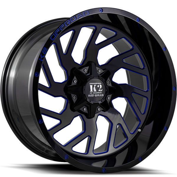 K2 OffRoad K12 Shockwave Gloss Black with Blue Milled Spokes